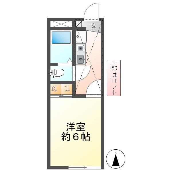 エスポワール加納(1K/2階)の間取り写真