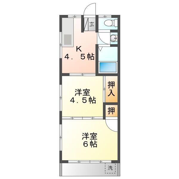マンション守口(2K/1階)の間取り写真