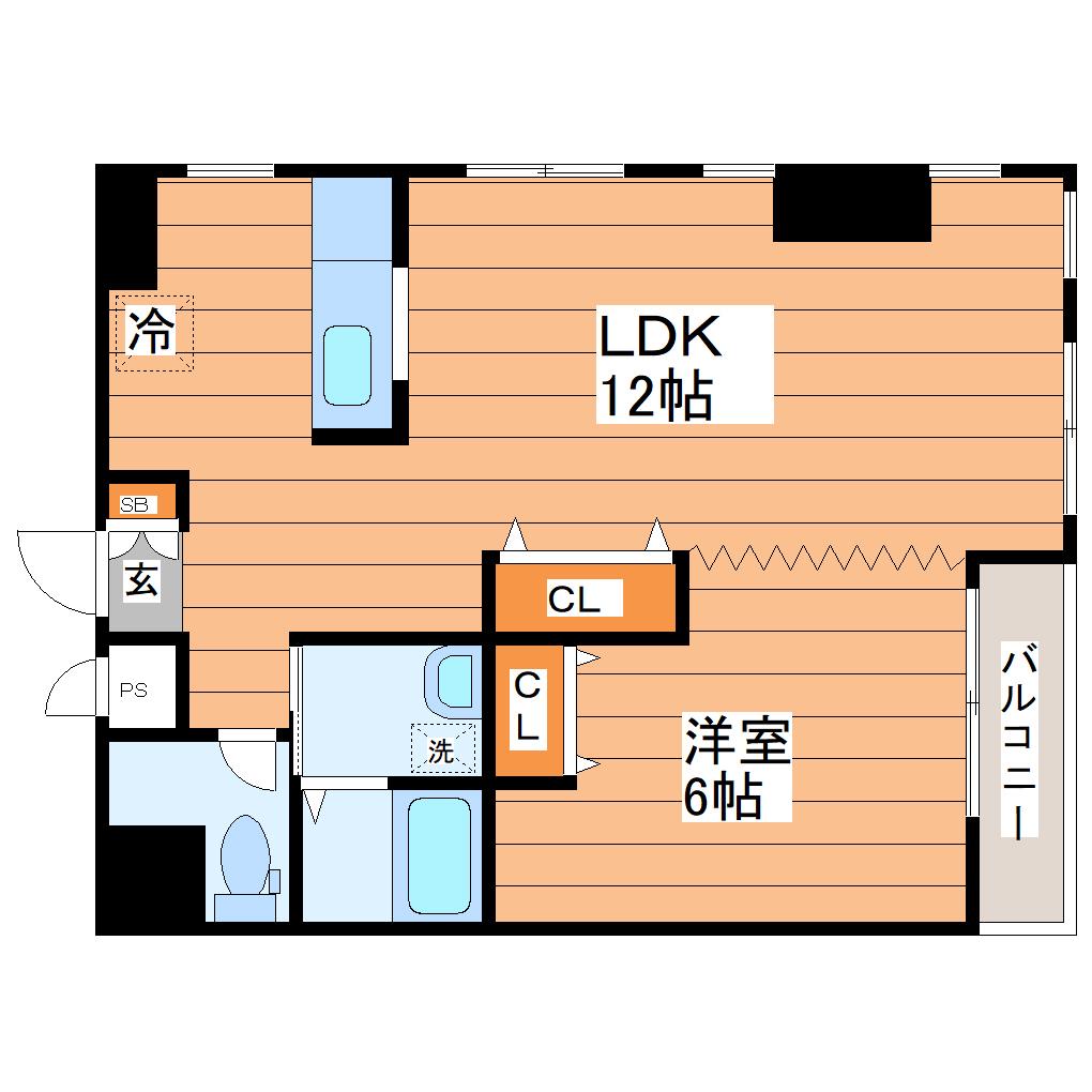 メゾンドール大町(1LDK/4階)の間取り写真