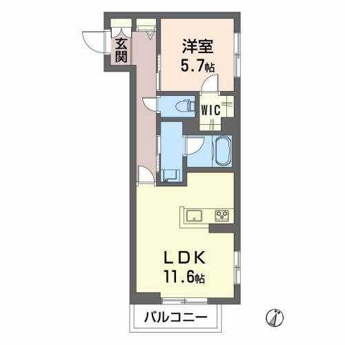 カーメスト(1LDK/2階)の間取り写真