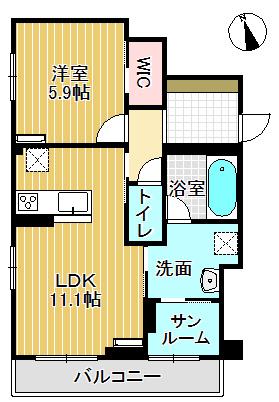 ミライエ・シリウス イースト(1LDK/1階)の間取り写真