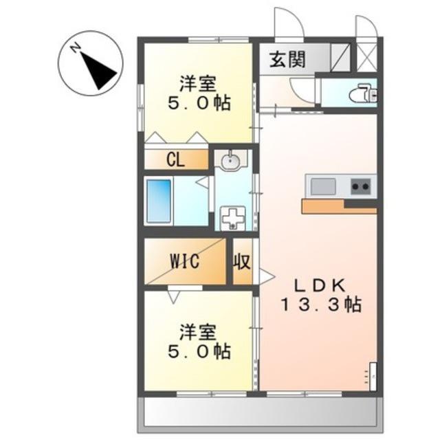 泉大津市千原町アパート(2LDK/2階)の間取り写真