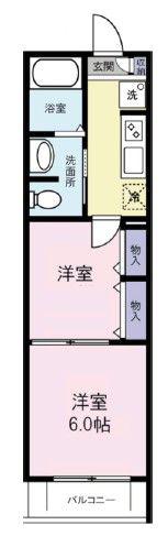 ヒルズ貫井(2K/2階)の間取り写真