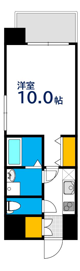 フジタワーマンション(1K/6階)の間取り写真