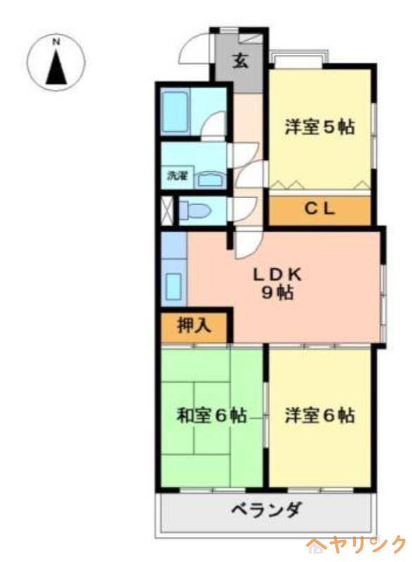 グランドハイリス上社(3LDK/3階)の間取り写真