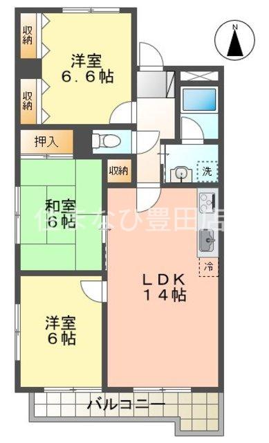 サフィニアMI(3LDK/1階)の間取り写真