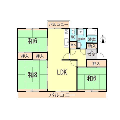 新多聞第3211号棟(3LDK/2階)の間取り写真