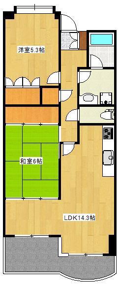 UCレジデンス小沢町(2LDK/4階)の間取り写真