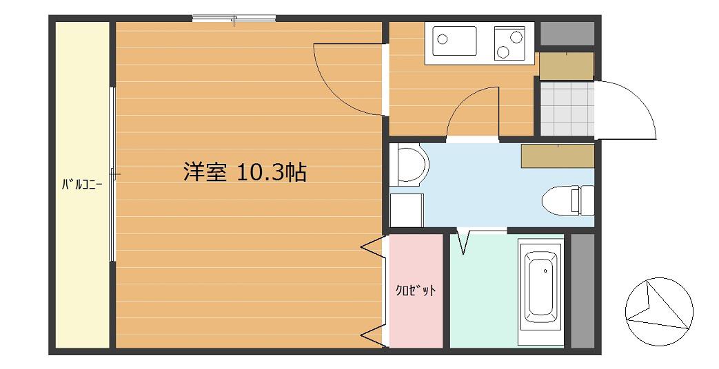 フラゴーラ(1K/3階)の間取り写真
