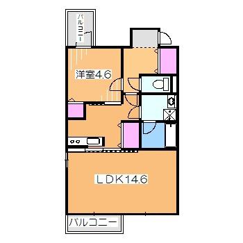 シャイロ205堺東(1LDK/3階)の間取り写真
