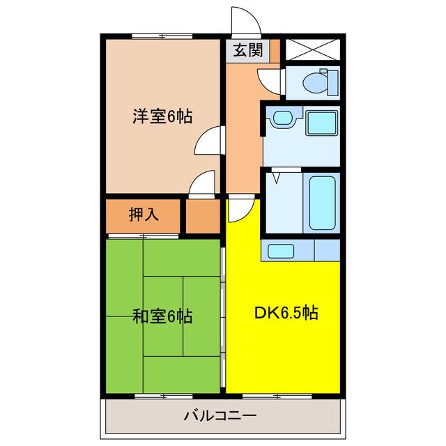 コーポ桂川(2DK/1階)の間取り写真