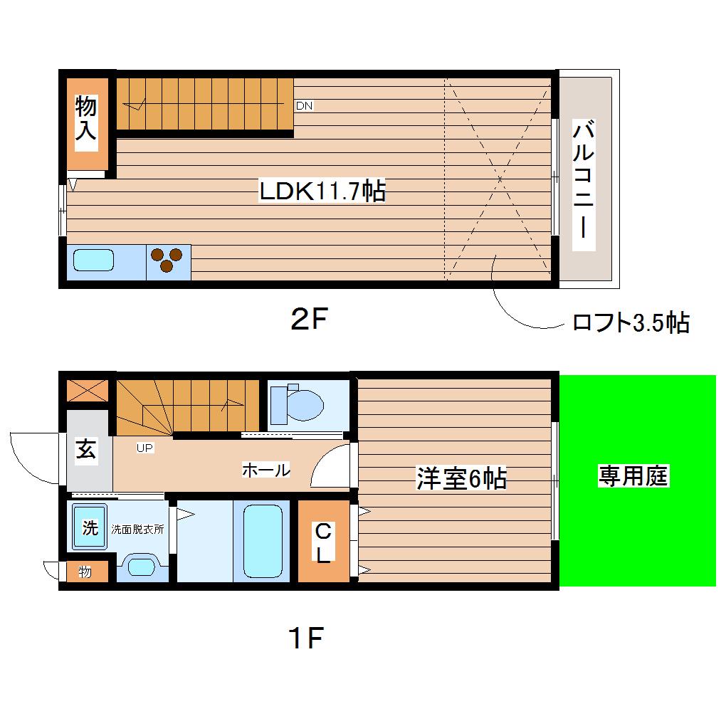 プリヴェール中山(1LDK/1階)の間取り写真