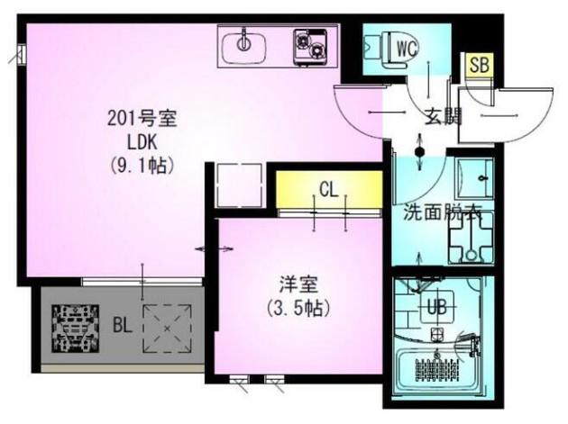REGALEST SETON(1LDK/2階)の間取り写真