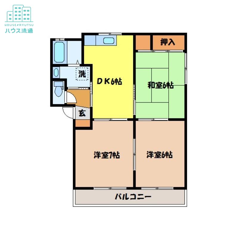 シャーメゾン桜 C棟(3DK/2階)の間取り写真