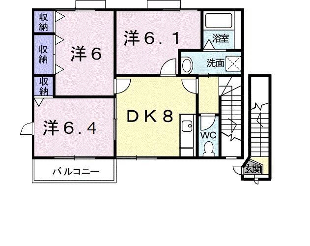 リセスレイン(3DK/2階)の間取り写真