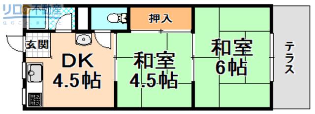 中島ハイツ(2DK/1階)の間取り写真
