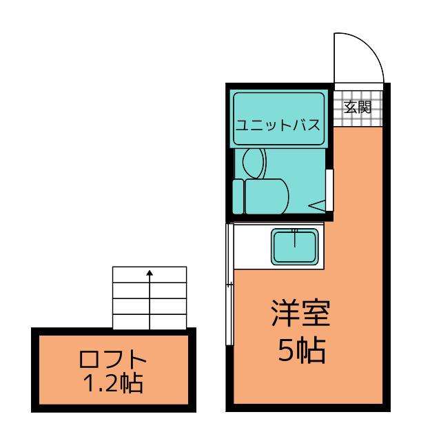 旭ヶ丘ハイツ(ワンルーム/2階)の間取り写真
