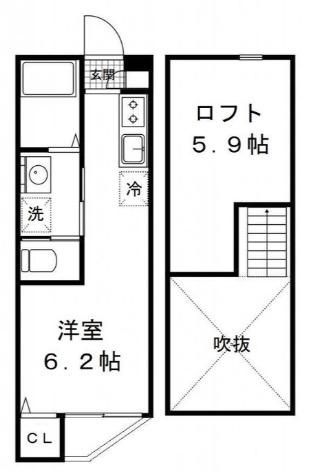 フェイストハイツ(ワンルーム/1階)の間取り写真