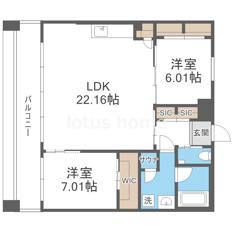 プレジオ東三国(2LDK/11階)の間取り写真