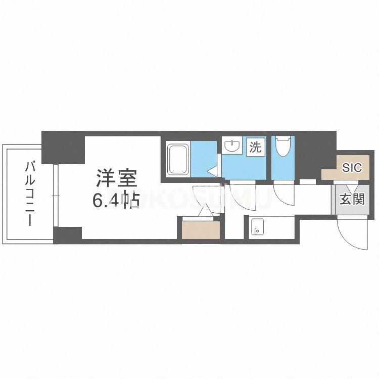 S-RESIDENCE福島玉川TRES(1K/8階)の間取り写真