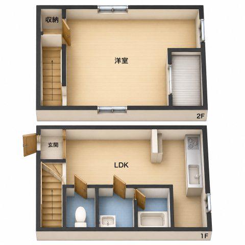 スカイハイツI(1LDK/1階)の間取り写真