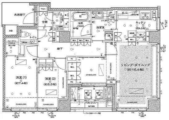 グランスイート広尾(2LDK/6階)の間取り写真