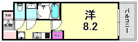 パークフラッツ尼崎(1K/2階)の間取り写真