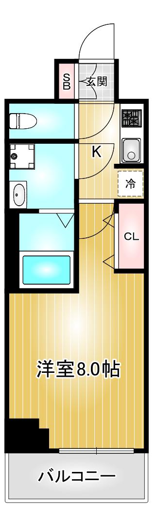 S-RESIDENCE高岳BRESA(1K/2階)の間取り写真