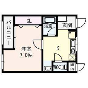 メゾンポルタ(1K/2階)の間取り写真