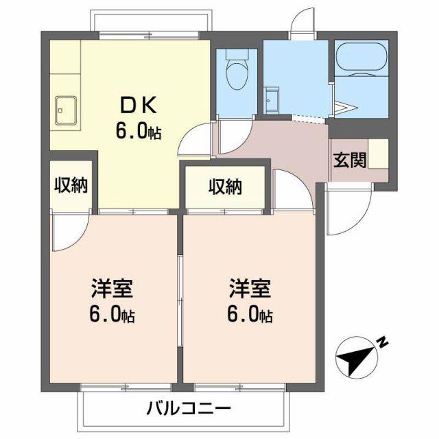 ローズササキ(2DK/2階)の間取り写真