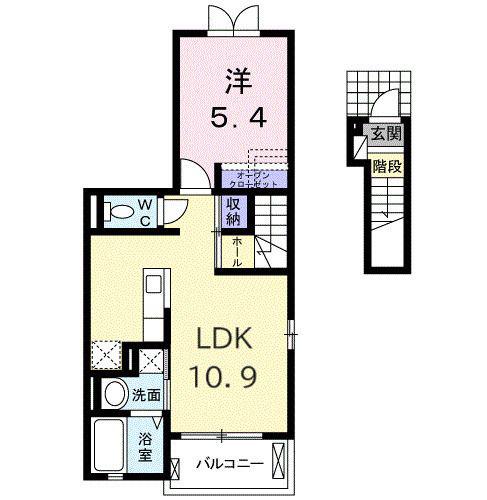 ジェルメゾン II(1LDK/2階)の間取り写真