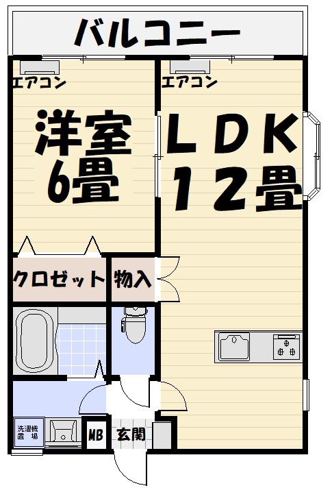 サンハイム優羽(1LDK/2階)の間取り写真