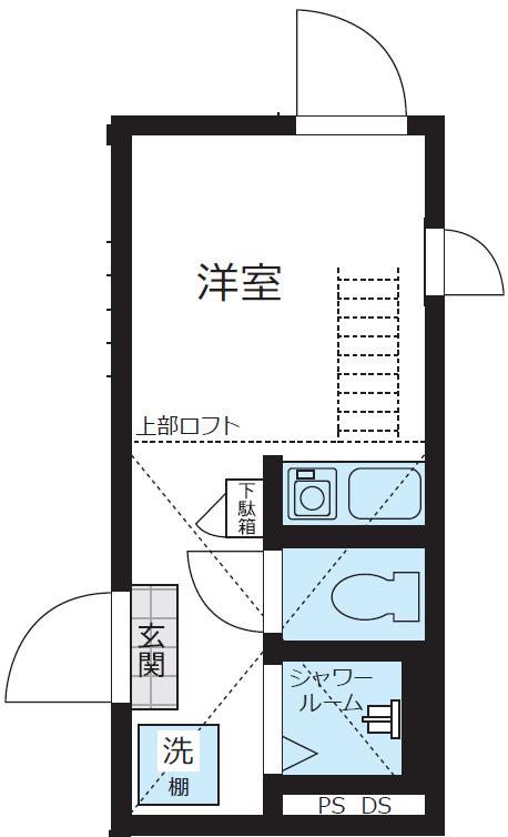 TERRACE代々木上原(ワンルーム/1階)の間取り写真