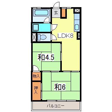 高木ハイツ(2LDK/3階)の間取り写真