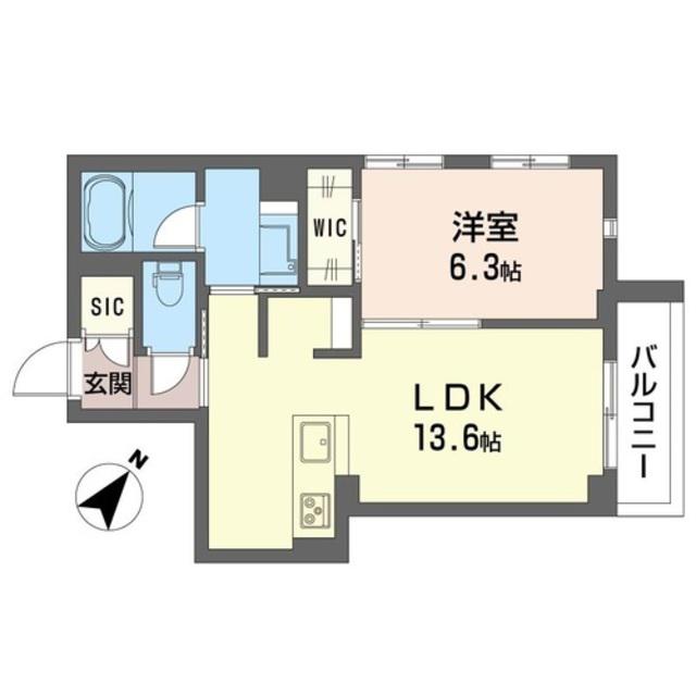 リーチェ経堂(1LDK/1階)の間取り写真