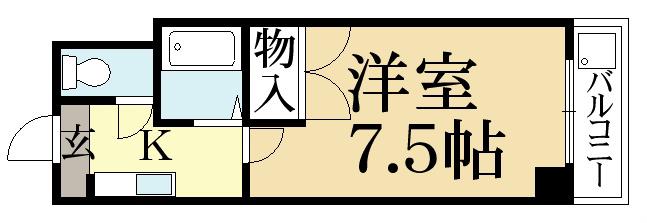 アミティ北白川(1K/2階)の間取り写真