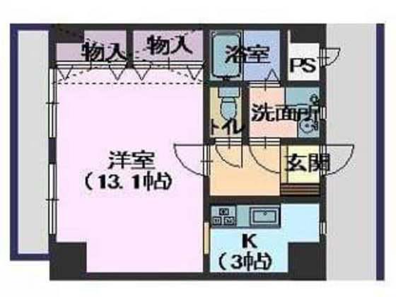 プティリビエールII番館(1K/5階)の間取り写真