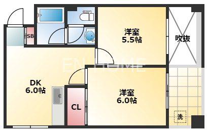 夕張家マンション(2DK/4階)の間取り写真