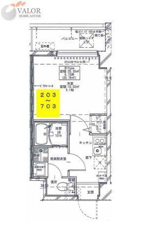 グランリーヴェル新川崎VERY(1K/7階)の間取り写真