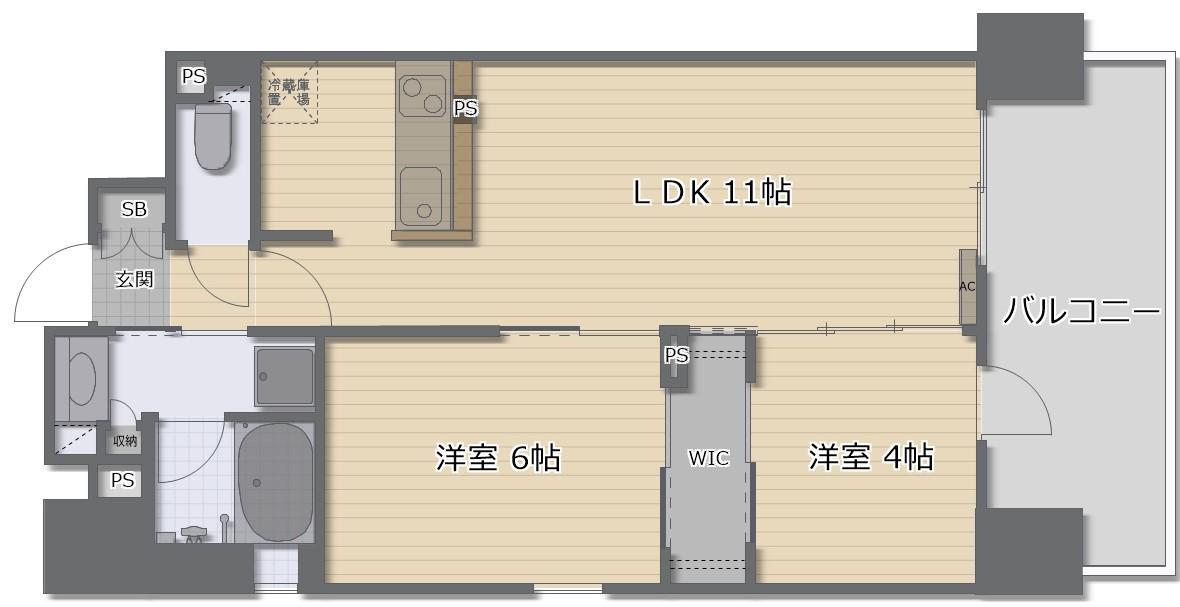 VIEVLE靭公園Q(2LDK/2階)の間取り写真
