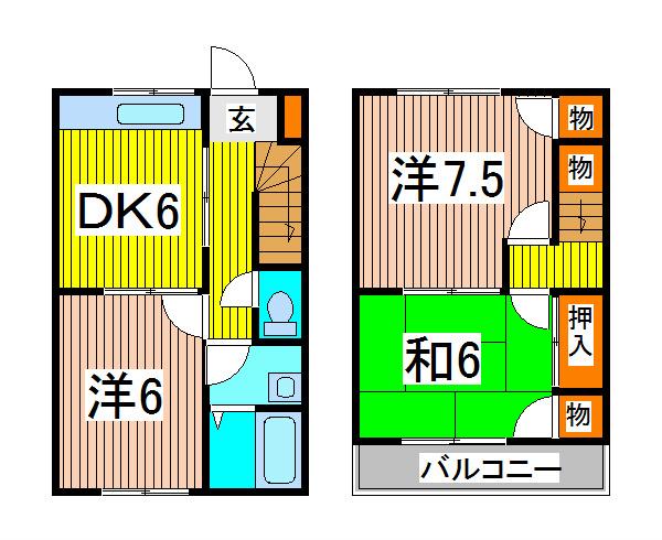 ウッディハイツ(3DK/1階)の間取り写真