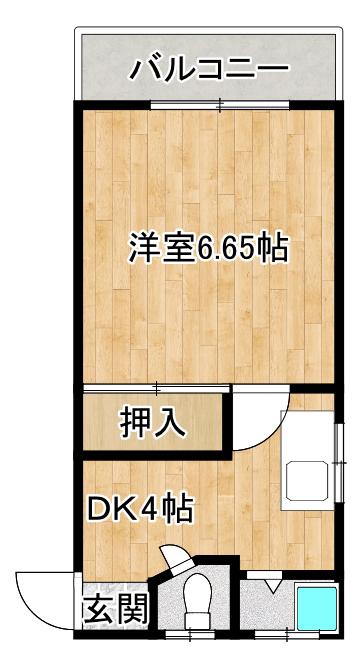 正栄マンション(1DK/2階)の間取り写真