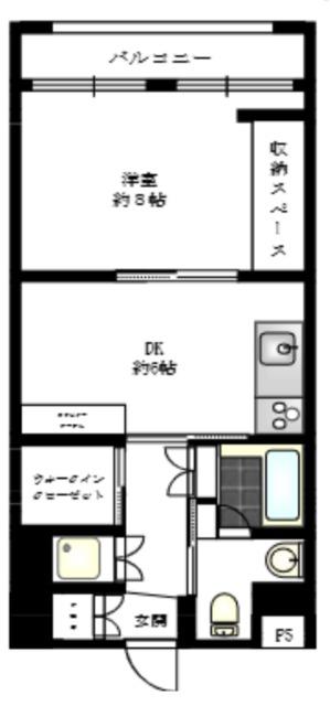 富士見台永谷コーポラス(1DK/8階)の間取り写真