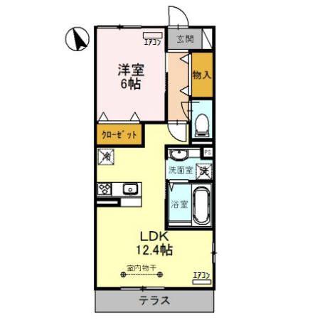 ノワイエII(1LDK/2階)の間取り写真