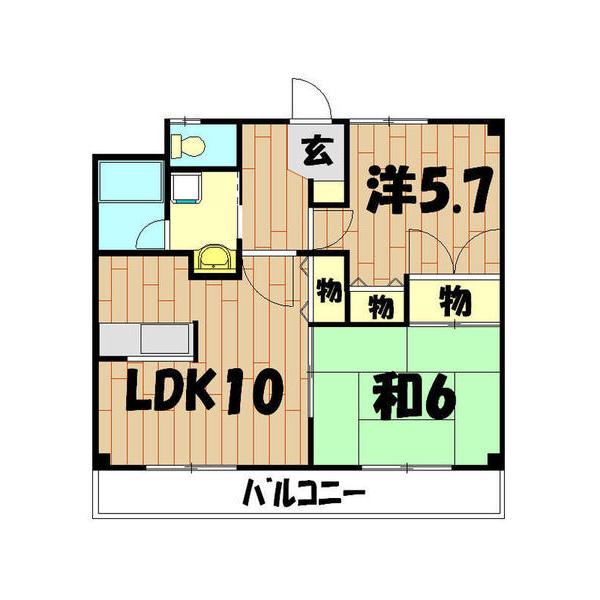 グレイス詩香(2LDK/3階)の間取り写真