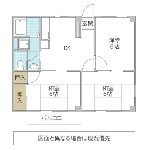 ニューシティ栗原 B棟(3DK/2階)の間取り写真