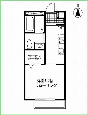 ハイグレード峯岸II(1K/1階)の間取り写真