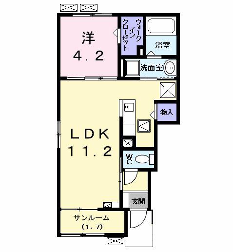 カンファタブルKII(1LDK/1階)の間取り写真