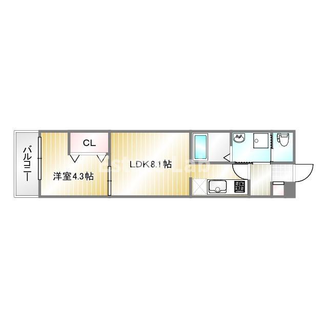 ALEGRIA高速長田(1LDK/3階)の間取り写真