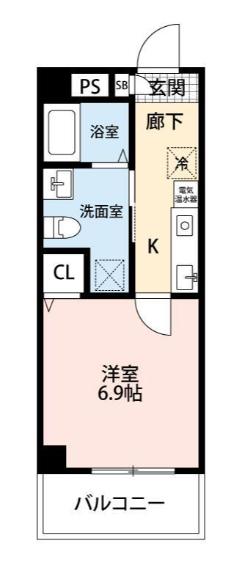 中台けやき苑(1K/3階)の間取り写真